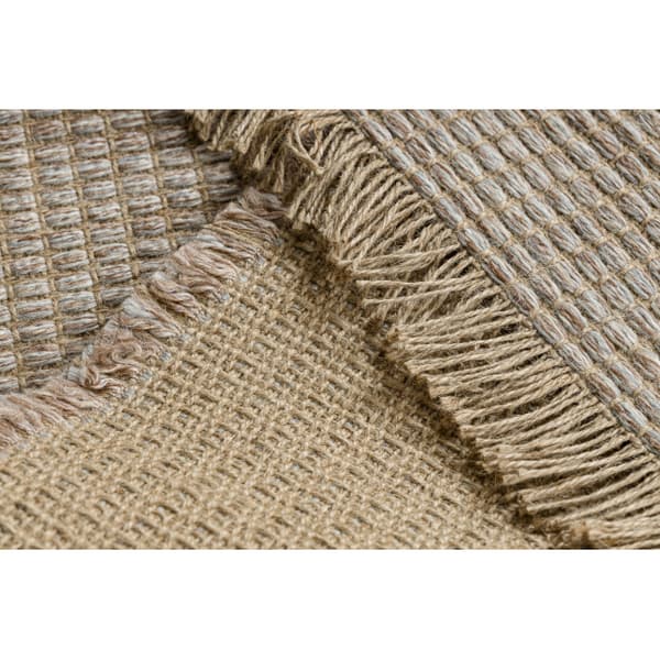 Matta JUTE 3652 beige / grå one colour - jute, plattvävd, fransar, 160x220 cm