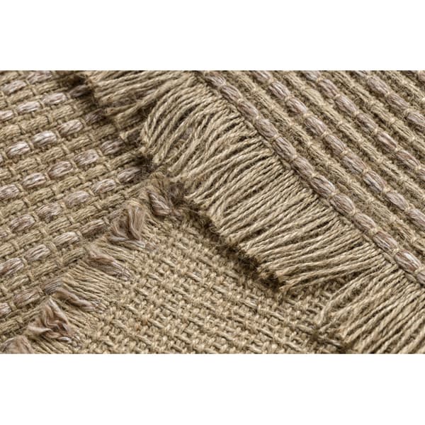 Tæppe JUTE 3652 mørk beige enfarvet - jute, fladvævet, frynser, 120x170 cm