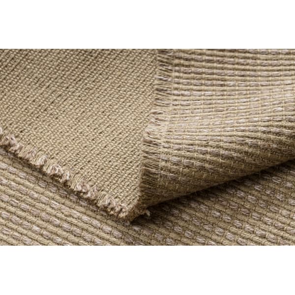 Tæppe JUTE 3652 mørk beige enfarvet - jute, fladvævet, frynser, 120x170 cm