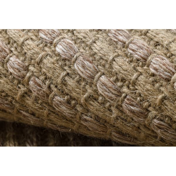 Tæppe JUTE 3652 mørk beige enfarvet - jute, fladvævet, frynser, 120x170 cm