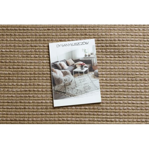 Tæppe JUTE 3652 mørk beige enfarvet - jute, fladvævet, frynser, 120x170 cm
