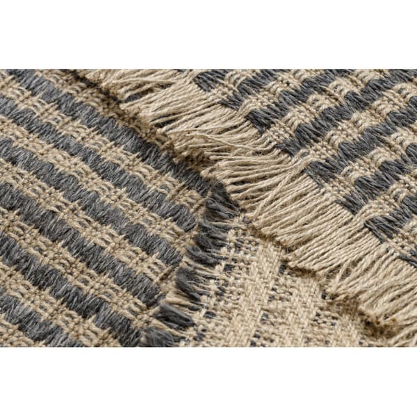 Matta JUTE 3650 svart / beige Linjer - jute, plattvävd, fransar, 120x170 cm