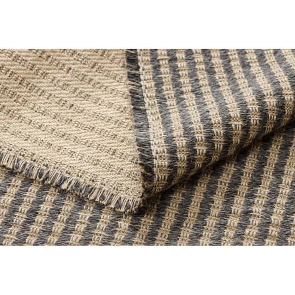 Matta JUTE 3650 svart / beige Linjer - jute, plattvävd, fransar, 120x170 cm