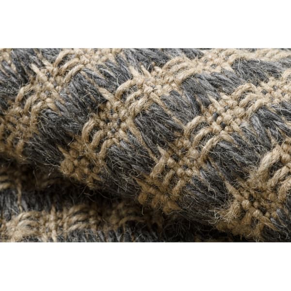 Matta JUTE 3650 svart / beige Linjer - jute, plattvävd, fransar, 120x170 cm