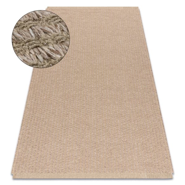 Tæppe JUTE 3650 beige Linjer - jute, fladvævet, frynser, 80x150 cm