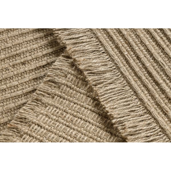 Matto JUTE 3651 tumma beige yksivärinen - juutti, litteä kudottu, hapsut, 140x190 cm