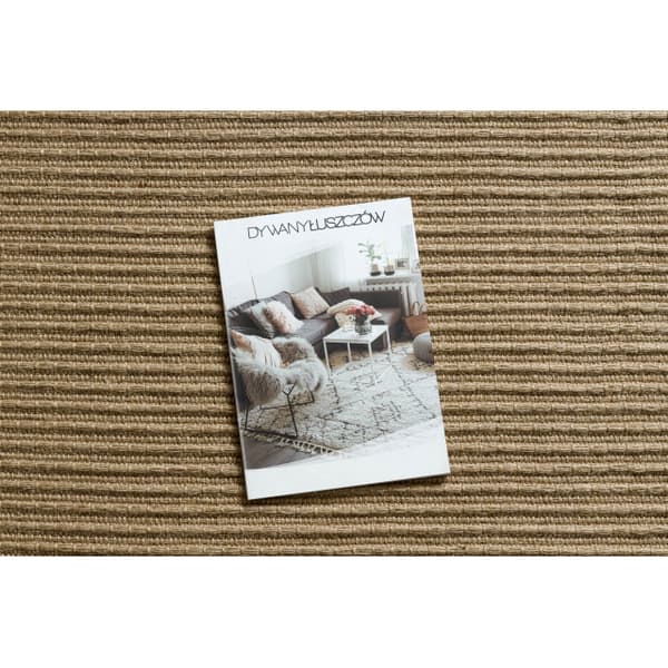 Matto JUTE 3651 tumma beige yksivärinen - juutti, litteä kudottu, hapsut, 140x190 cm