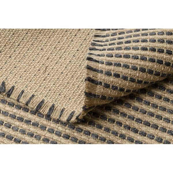 Matto JUTE 3652 musta / beige Linjat - juutti, litteä kudottu, hapsut, 200x290 cm