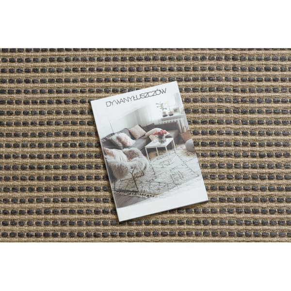 Matto JUTE 3652 musta / beige Linjat - juutti, litteä kudottu, hapsut, 200x290 cm