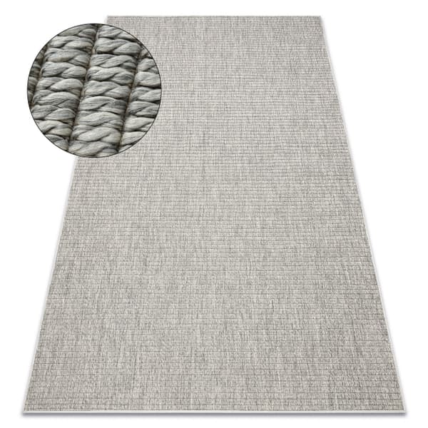 Matta ORIGI 3583 grå - plattvävt SISAL-snöre, 194x290 cm
