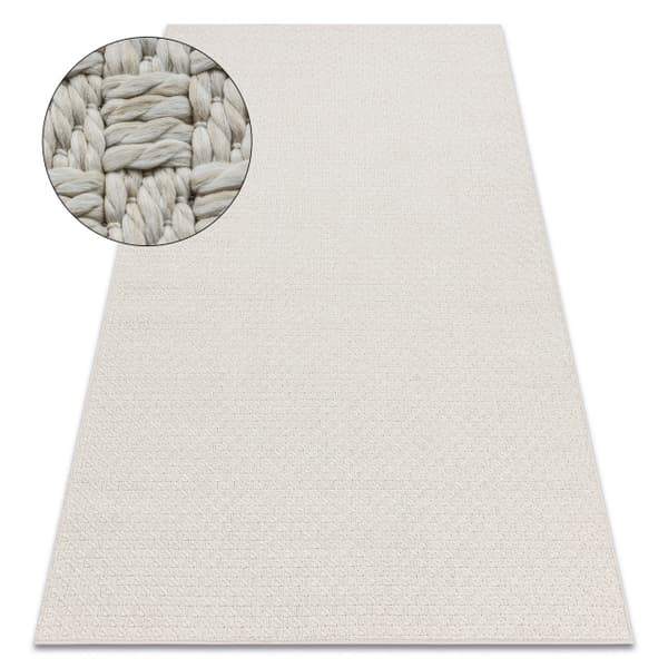Matta ORIGI 3661 grädde - plattvävt SISAL-snöre, 194x290 cm