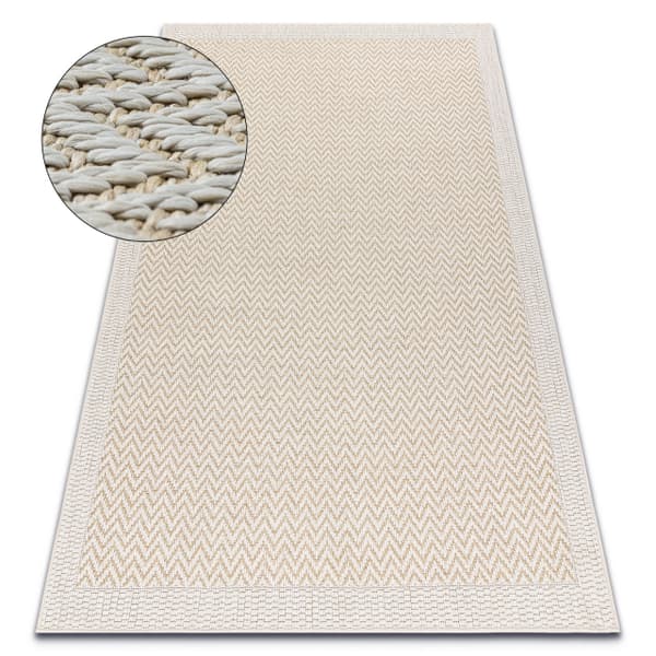 Matta ORIGI 3726 grädde - Sicksack plattvävt SISAL-snöre, 155x220 cm