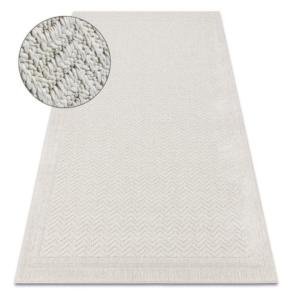 Matta ORIGI 3739 grädde - Ram, fiskbens plattvävt SISAL-snöre, 58x100 cm