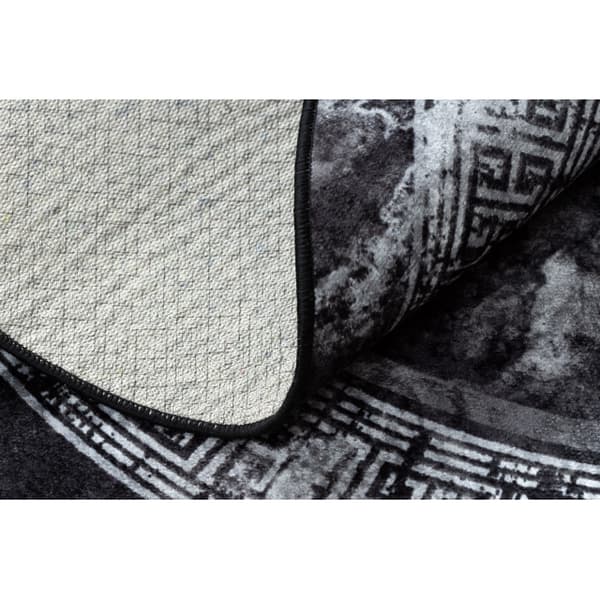 MIRO 51199.807 circle tvättmatta Marble, greek metrisk halkskydd - svart / vit, cirkel 80 cm