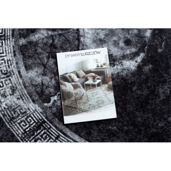 MIRO 51199.807 circle tvättmatta Marble, greek metrisk halkskydd - svart / vit, cirkel 80 cm