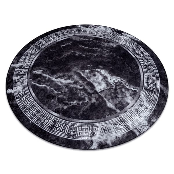 MIRO 51199.807 circle tvättmatta Marble, greek metrisk halkskydd - svart / vit, cirkel 80 cm