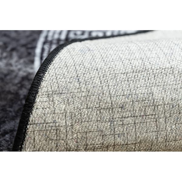 MIRO 51199.807 pyöreä matto Marmori, kreikkalainen liukumaton - musta / valkoinen, cirkel 160 cm