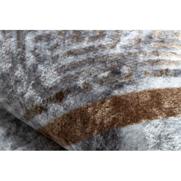 MIRO 51199.805 pyöreä matto Marmori, kreikkalainen liukumaton - harmaa / kulta, cirkel 160 cm