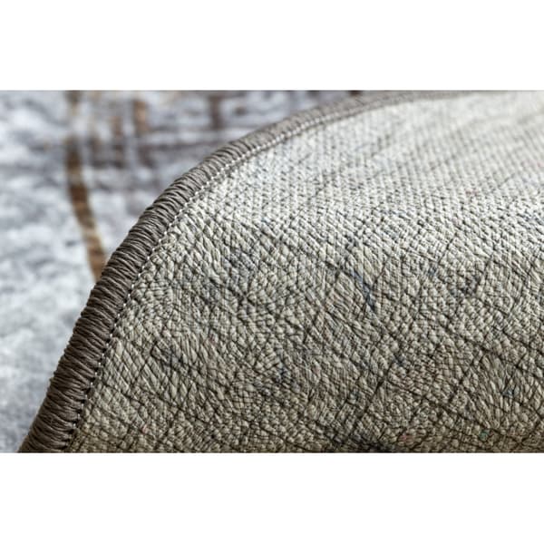 MIRO 51199.805 circle tvättmatta Marble, greek metrisk halkskydd - grå / guld, cirkel 200 cm