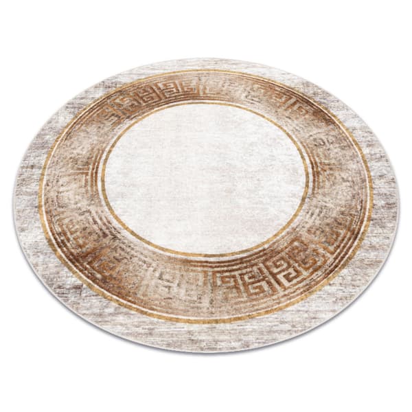 MIRO 51236.807 pyöreä matto Marmori, kreikkalainen liukumaton - beige / kulta, cirkel 100 cm