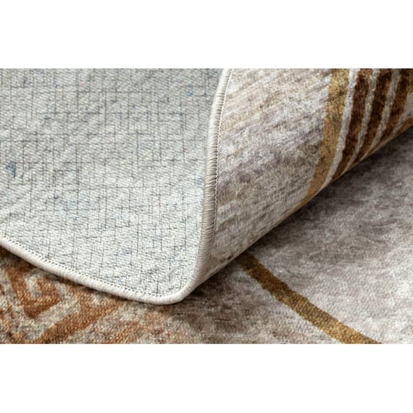 MIRO 51236.807 cirkel tæppe skal vaskes Marmor, græsk skridsikker - beige / guld, cirkel 160 cm