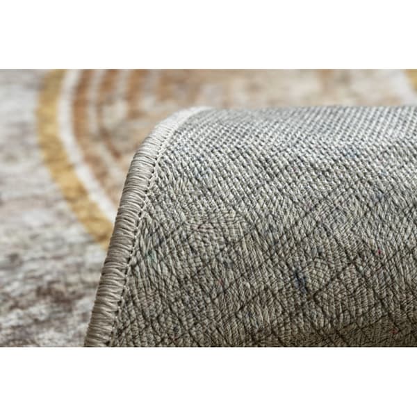 MIRO 51236.807 cirkel tæppe skal vaskes Marmor, græsk skridsikker - beige / guld, cirkel 160 cm