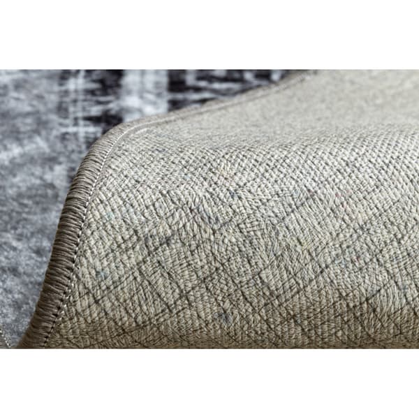 MIRO 51254.802 circle tvättmatta Marble, greek metrisk halkskydd - grå / svart, cirkel 160 cm