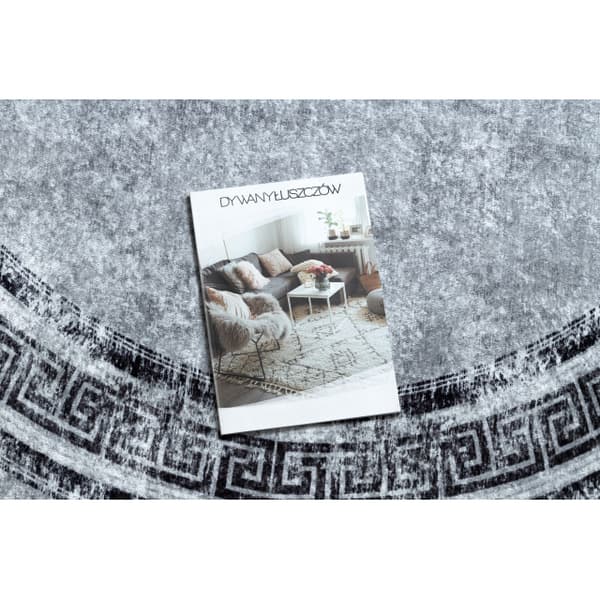 MIRO 51254.802 circle tvättmatta Marble, greek metrisk halkskydd - grå / svart, cirkel 160 cm