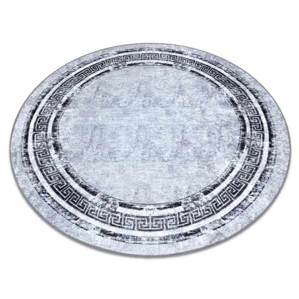 MIRO 51254.802 circle tvättmatta Marble, greek metrisk halkskydd - grå / svart, cirkel 160 cm