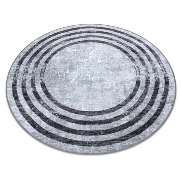 MIRO 51231.806 pyöreä matto Linjat liukumaton - harmaa / musta, cirkel 120 cm