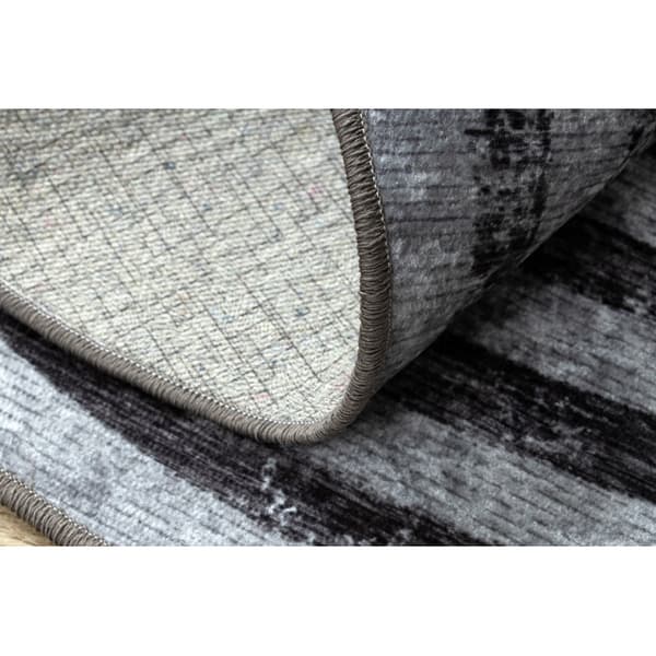 MIRO 51231.806 pyöreä matto Linjat liukumaton - harmaa / musta, cirkel 160 cm