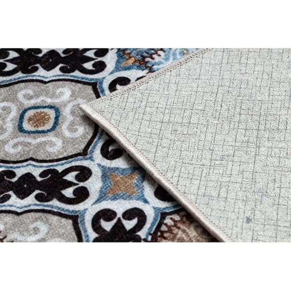 MIRO 51913.802 matto Patchwork liukumaton - sininen / ruskea , 200x290 cm