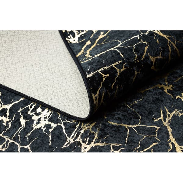 MIRO 11111.2106 tvättmatta Marble, glamour metrisk halkskydd - svart / guld, 160x220 cm