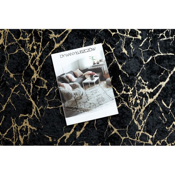 MIRO 11111.2106 tvättmatta Marble, glamour metrisk halkskydd - svart / guld, 160x220 cm