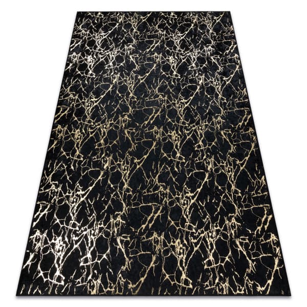 MIRO 11111.2106 tvättmatta Marble, glamour metrisk halkskydd - svart / guld, 160x220 cm