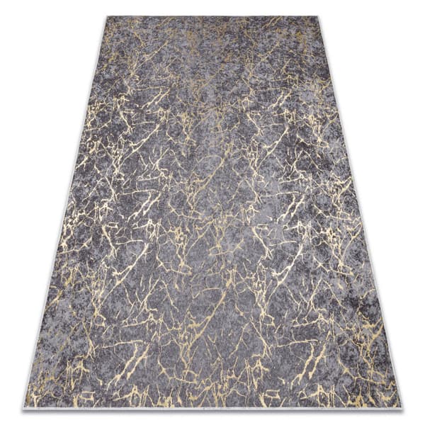 MIRO 11111.2103 matto Marmori, glamour liukumaton - tummanharmaa / kultaa, 80x150 cm