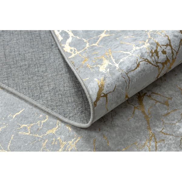 MIRO 11111.2108 tvättmatta Marble, glamour metrisk halkskydd - kräm / guld, 120x170 cm