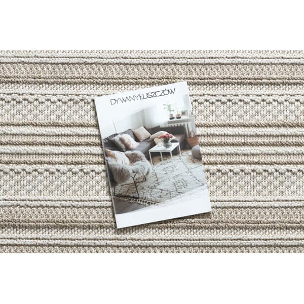 Matta JERSEY 19233 beige - Linjer, strukturell, loop BOHO, 240x330 cm