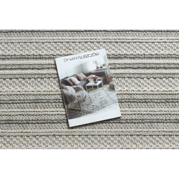 Matta JERSEY 19233 grå - Linjer, strukturell, loop BOHO, 160x220 cm