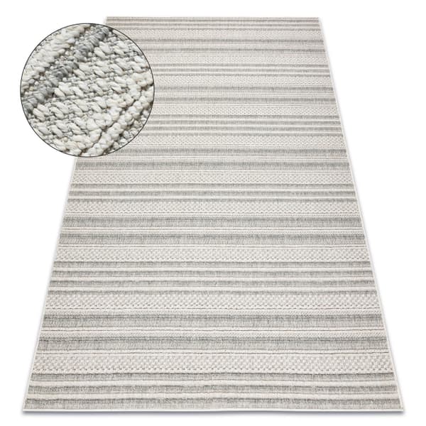 Matta JERSEY 19233 grå - Linjer, strukturell, loop BOHO, 160x220 cm