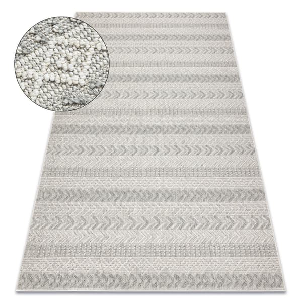 Matta JERSEY 19243 grå - Fiskbens, strukturell, loop BOHO, 80x150 cm