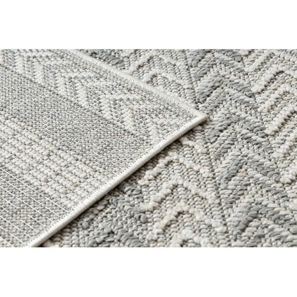 Matta JERSEY 19243 grå - Fiskbens, strukturell, loop BOHO, 240x330 cm