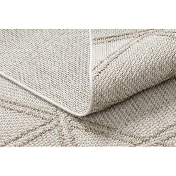 Matta JERSEY 19241 beige - Romber, geometrisk strukturell, loop BOHO, 140x190 cm