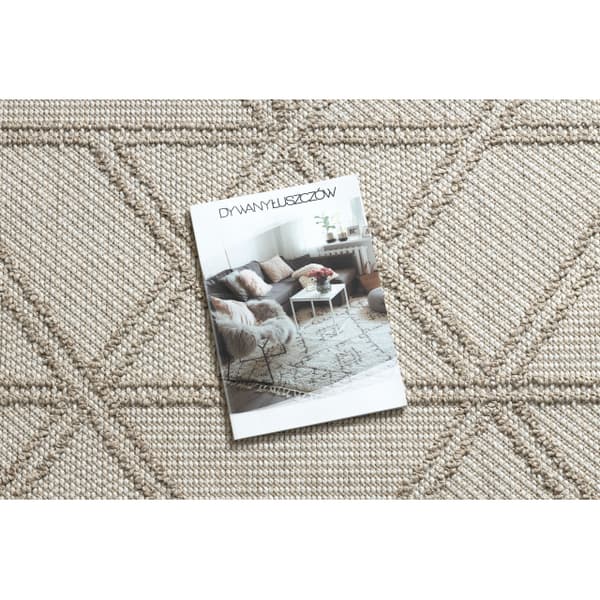 Matta JERSEY 19241 beige - Romber, geometrisk strukturell, loop BOHO, 140x190 cm