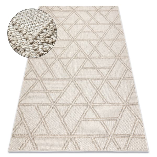 Matta JERSEY 19241 beige - Romber, geometrisk strukturell, loop BOHO, 140x190 cm