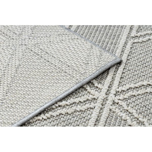 Matta JERSEY 19241 grå - Romber, geometrisk strukturell, loop BOHO, 60x100 cm