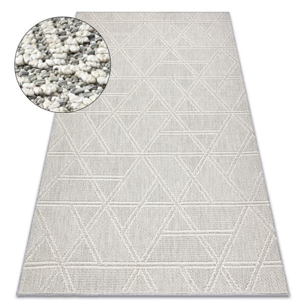 Matta JERSEY 19241 grå - Romber, geometrisk strukturell, loop BOHO, 60x100 cm