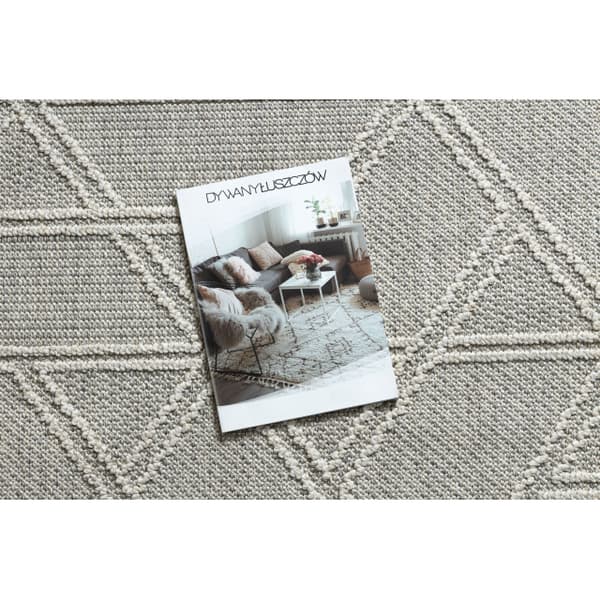 Matta JERSEY 19241 grå - Romber, geometrisk strukturell, loop BOHO, 120x170 cm