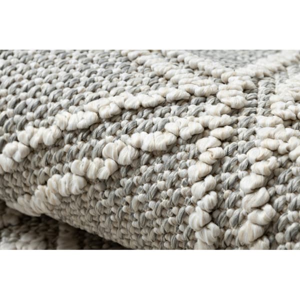Matta JERSEY 19241 grå - Romber, geometrisk strukturell, loop BOHO, 140x190 cm