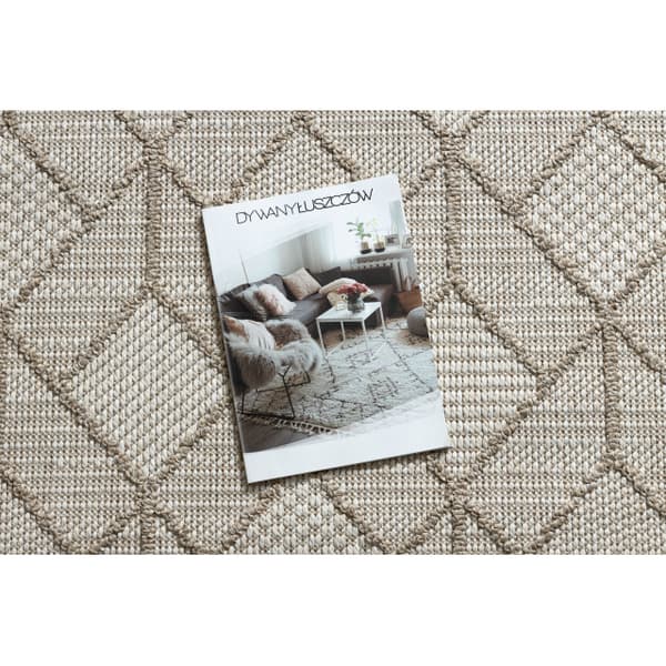 Matta JERSEY 19231 beige - Geometrisk strukturell, loop BOHO, 80x150 cm